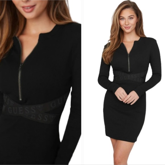 GUESS Women’s Talo Logo Black Dress 1/3 Front-Zip Size‎ XL - Picture 9 of 9